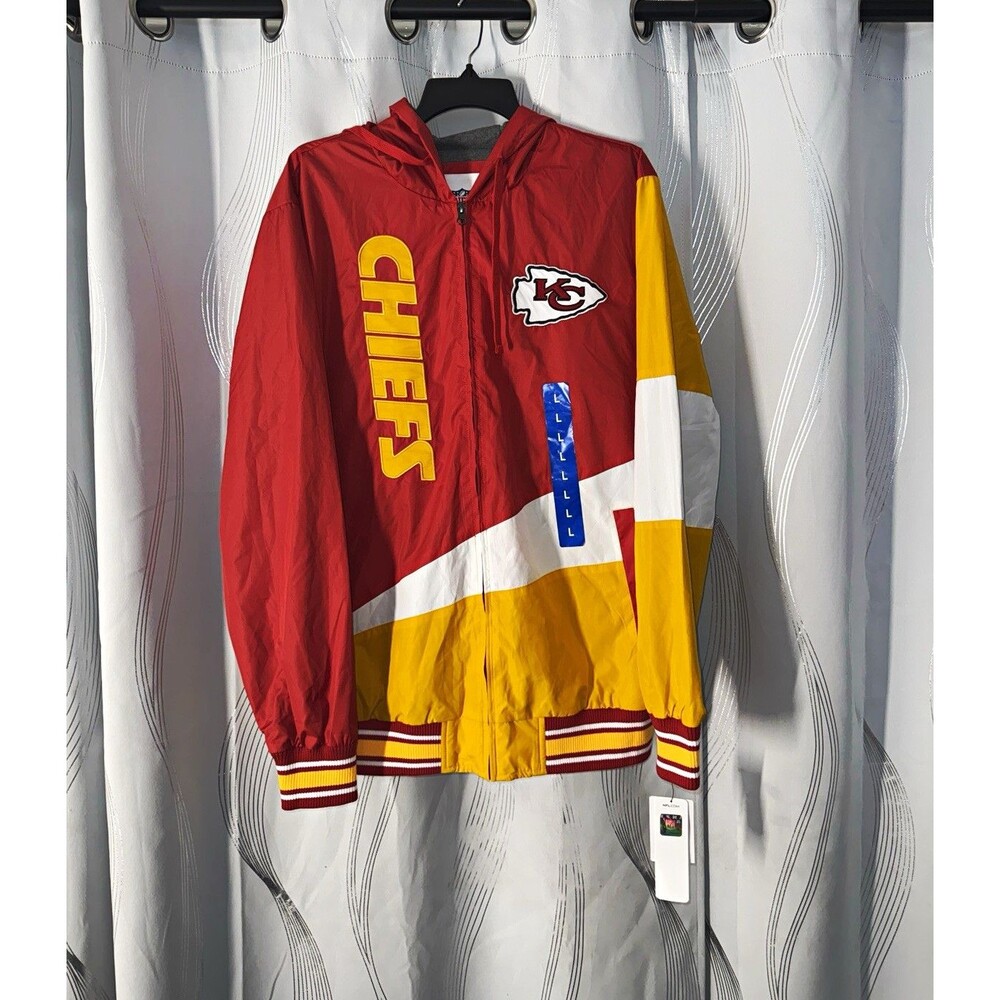 NFL Kansas City Chiefs NFL Football Hooded Full Zip Jacket Red/Yellow/White L